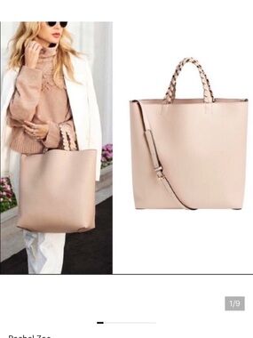 Blush Pink Braided-Handle Tote Bag -HAS OUTSIDE SCUFFS